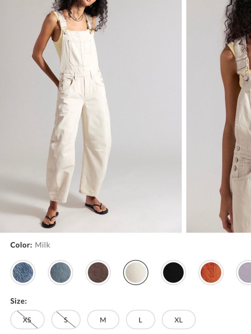 Free People Light Gray/Cream Wide-Leg Overalls Jumpsuit - Picture 5 of 5